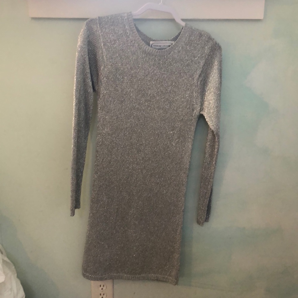 Metallic thread sweater dress